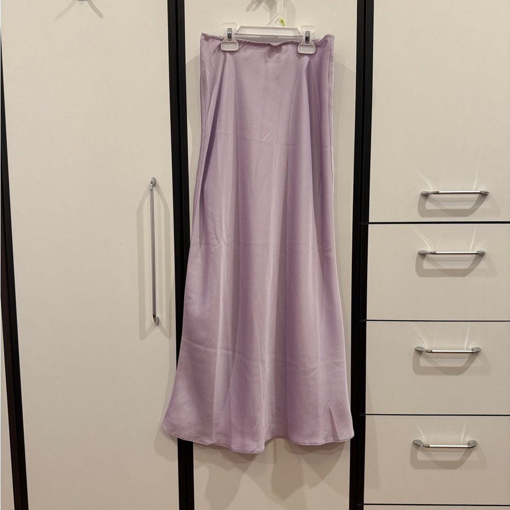 Lilac Satin Maxi Skirt - Women's Skirt